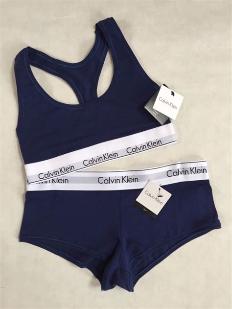 Женский комплект Calvin Klein синий: топ и шортики C14 купить в