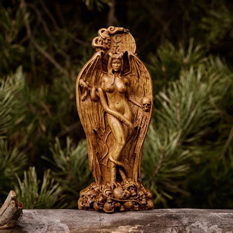 Lilith Statue Handcrafted Wooden Statue of Goddess Lilith Unleash the ...