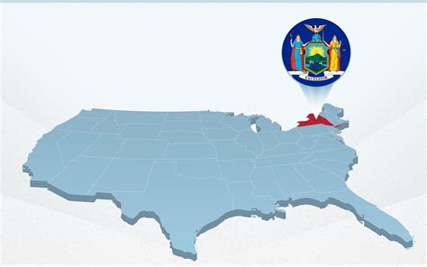 New York state map on United States of America map in perspective ...