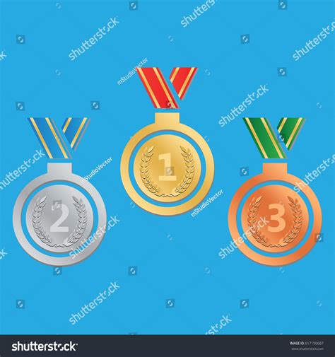 Medals Set Vector Illustration Flat Style Stock Vector Royalty Free