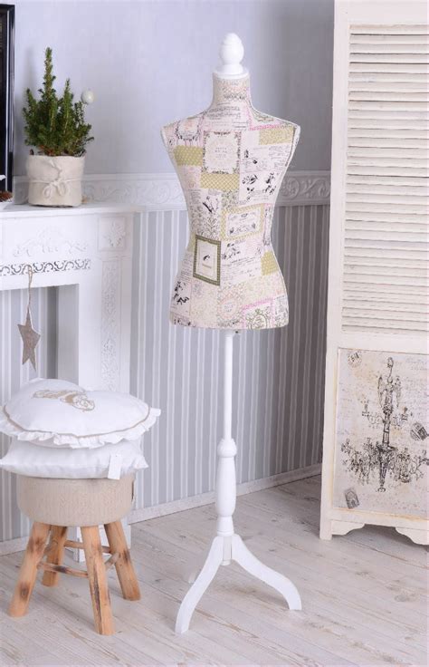 Manekin Krawiecki Drewniany Tkanina Kremowy Shabby Chic Sklep Antyki24 Pl