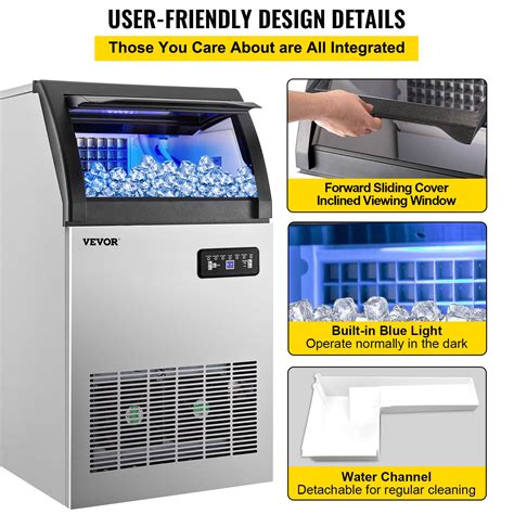 Vevor 110v Commercial Ice Maker 155lbs 24h 530w Ice Machine With 29lbs Storage Capacity 72 Ice