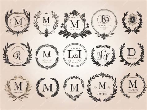 Colección De Plantillas De Logotipos De Monogramas De Bodas Foto Premium