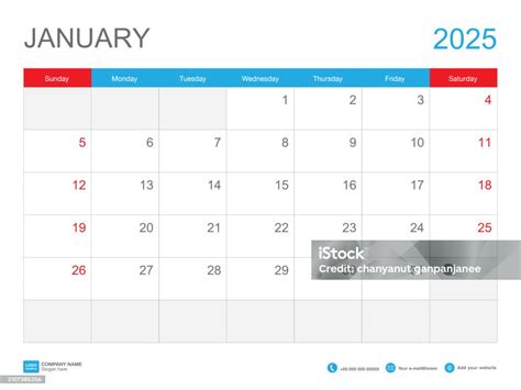 Januari 2025 Template Kalender 2025 Desain Desk Calendar 2025 Template