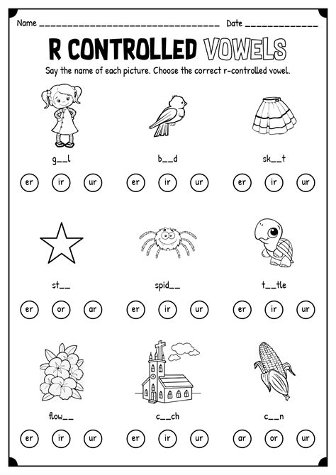 R Controlled Vowel Worksheets