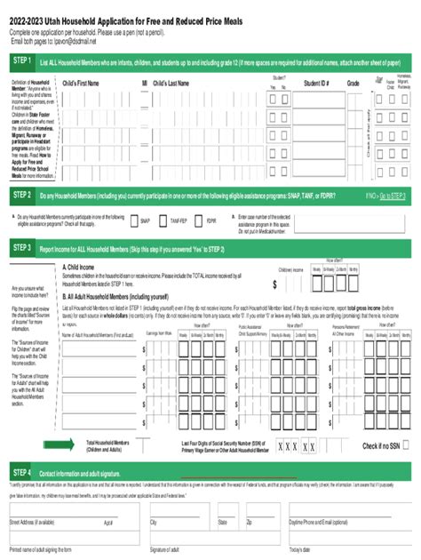 Fillable Online 2022 2023 Utah Household Application For Free And