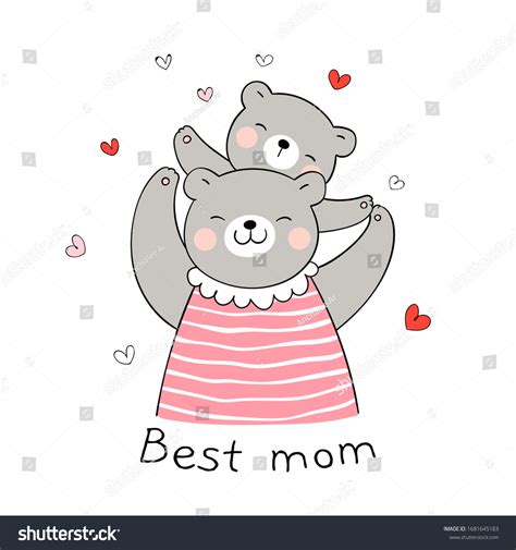 Draw Vector Bear Mom Baby Little Stock Vector (Royalty Free) 1681645183 ...