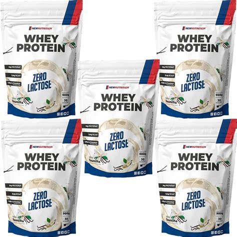 Kit 5X Whey Protein Zero Lactose 900g Refil Baunilha NewNutrition