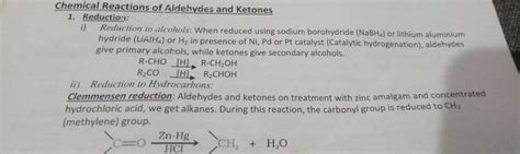 Chemical Reactions Of Aldehydes And Ketones Filo