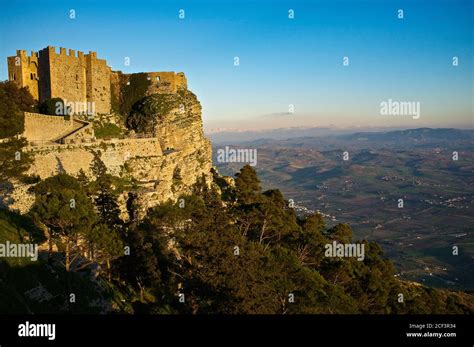 Castello Di Venere Castle Of Venus Monte Erice Sicily Italy Stock