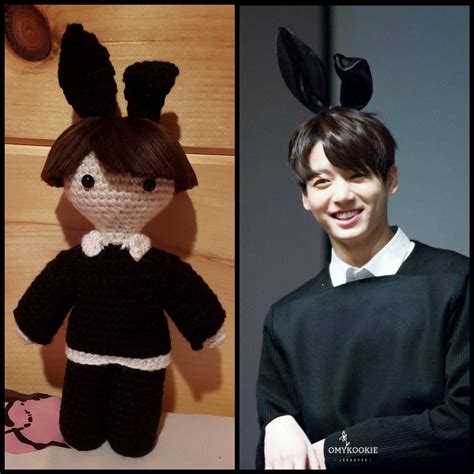 Handmade Bts Jungkook Doll With Black Bunny Ears Etsy