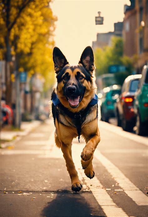 Lexica Energetic German Shepherd Running Following To A Girl Sci Fi