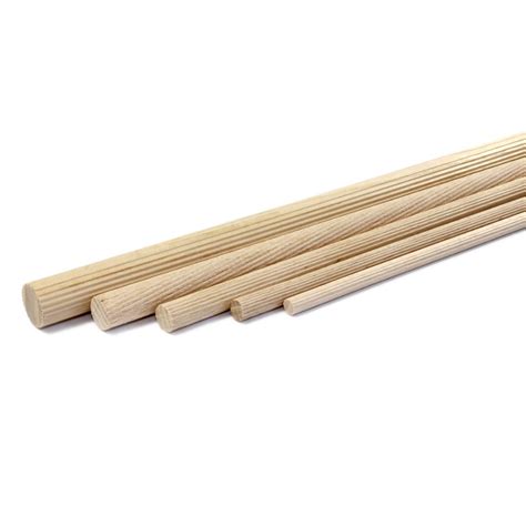 Beech Dowel Fluted Wood Rod Pegs - 1000mm length - Moderix