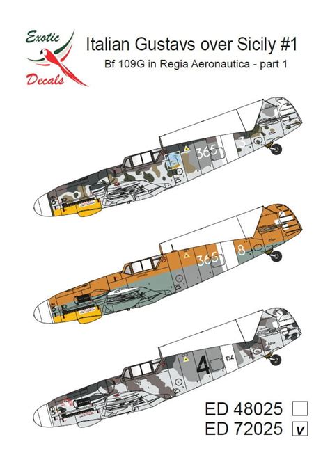 Exotic Decals Ed72025 Italian Gustavs Over Sicily 1 Bf 109G In