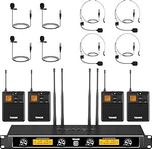 TONOR 4 Kanal UHF Mikrofon Kabellos Set Mit 4 Bodypack Transmitter