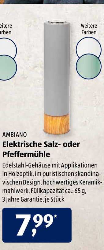 Ambiano Elektrische Salz Oder Pfeffermühle Angebot bei ALDI SÜD