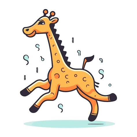 Cartoon lustige giraffe läuft mit fragezeichen vektor illustration