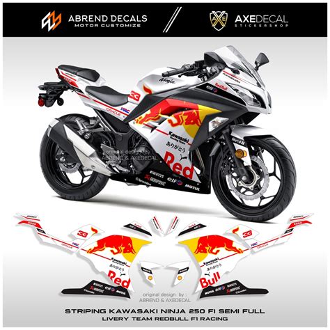 Jual Decal Striping Ninja 250 Fi SemiFull Redbull Racing Stiker Motor