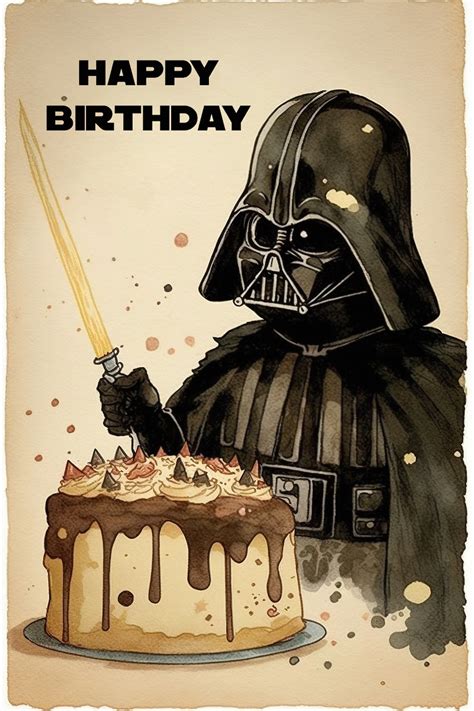 Darth Vader Themed Birthday Card Printable Star Wars Greeting Card