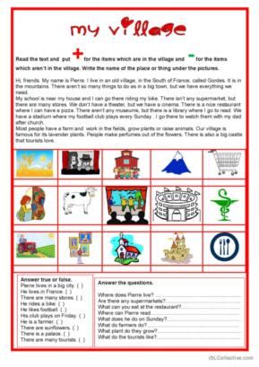 34 Village English ESL worksheets pdf & doc