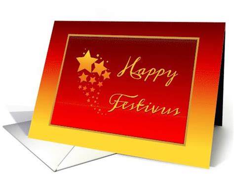 Happy Festivus Gold And Red Card With Stars Card Red Christmas Card