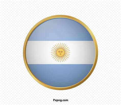 Hd Round Argentina Flag With Golden In Borders Png Pxpng Images With