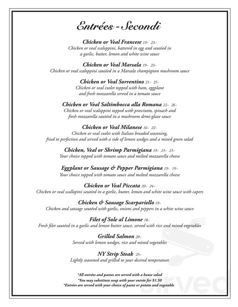 Di Bellas Menus In Kingston New York United States