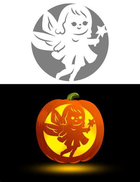 Printable Cute Fairy Pumpkin Stencil