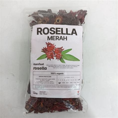 Teh Bunga Rosella Merah 100gr Teh Seduh Rosela Merah Kering Organik