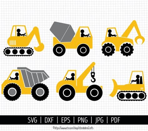 Construction Truck SVG. Vector Construction Vehicles | Etsy