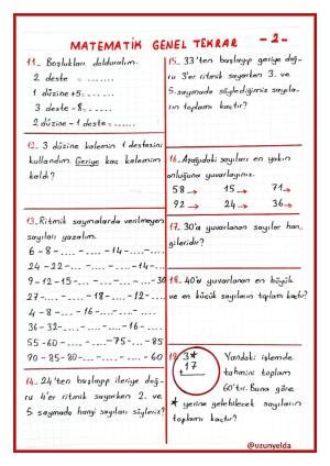 S N F Matematik Dersi Genel Tekrar Etkinlikleri