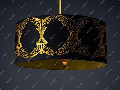 Premium Photo Black And Gold Lampshade With Black Background Image