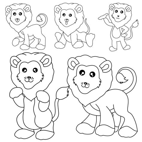 Cute Lion Pictures For Coloring Book 17673994 Vector Art At Vecteezy