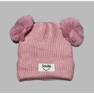 Gorro Touca DE Infantil Menino E Menina Dois Pompom Smile Forrada