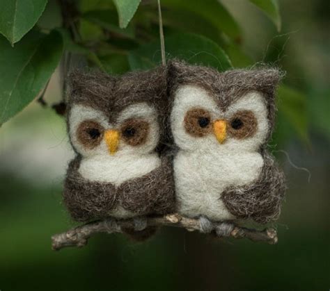 Needle Felted Owl Ornament Pair Etsy Owl Felt Owl Needle Felted Owl