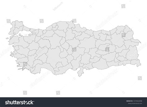 Turkey Political Map Provinces Highlighted Gray Stock Vector (Royalty ...