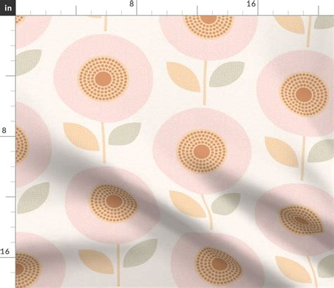 Anemone Blush Pink Cream Copper Vintage Fabric Spoonflower