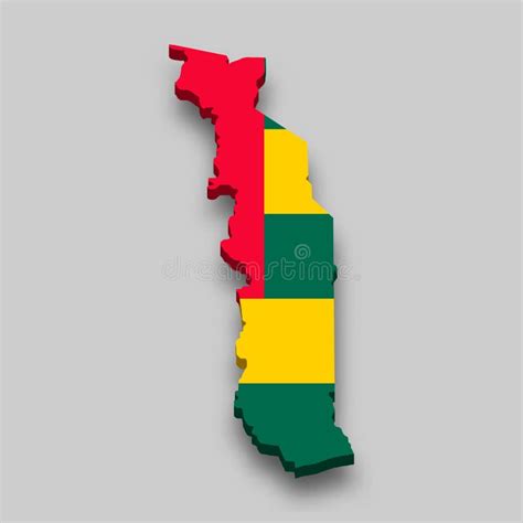 D Isometric Map Of Togo With National Flag Stock Vector Illustration