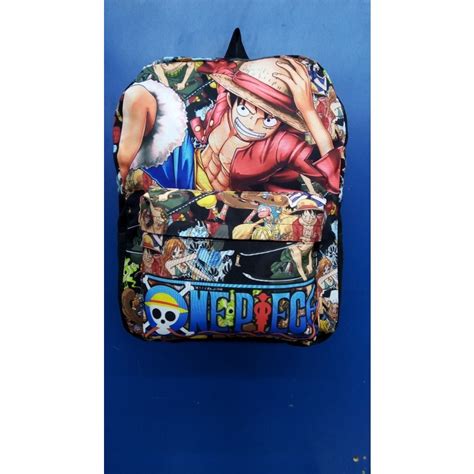 Mochila One Piece Luffy Juvenil Infantil Escolar Costas Preta Promocao