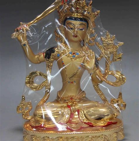 Tibet Copper Bronze Gold Manjushri WenShu GuanYin Kwan Yin Goddess