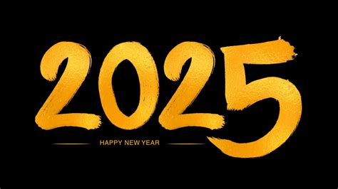 Happy New Year 2025 Golden Numbers Handwritten Calligraphy 2025 Year