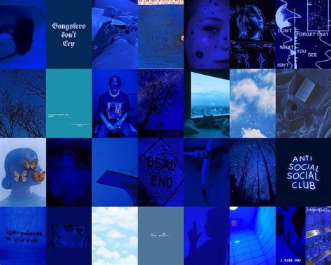 Blue Wall Collage Kit Blue Aesthetic Wall Collage Blue Photo Collage