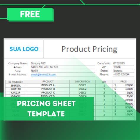 Pricing sheet template - Exsheets