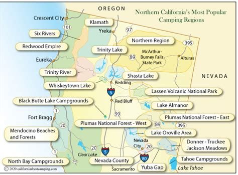 Northern California Campgrounds Map Californias Best Camping