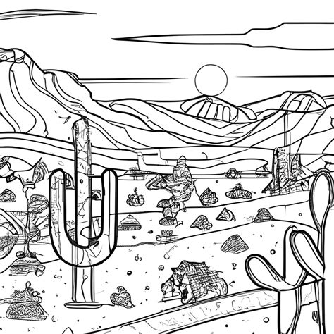 Arizona Desert Coloring Page Creative Fabrica