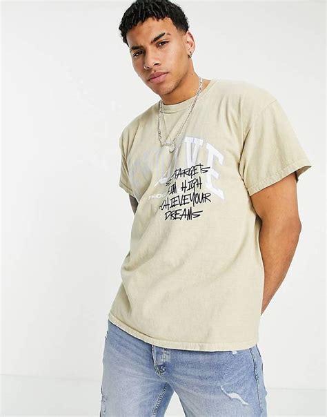 New Look Oversized T Shirt With Print In Stone Asos Oversized