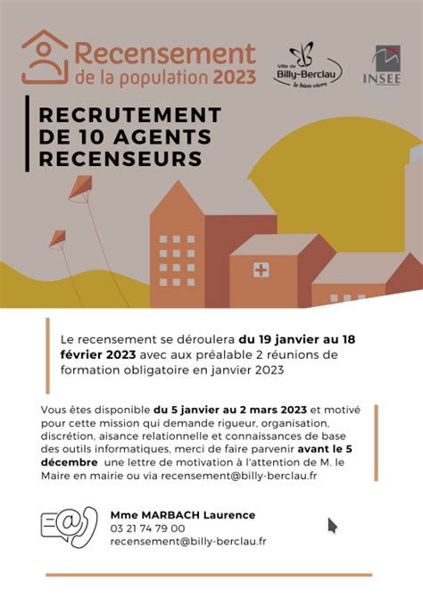 Recrutement De Agents Recenseurs Ville De Billy Berclau