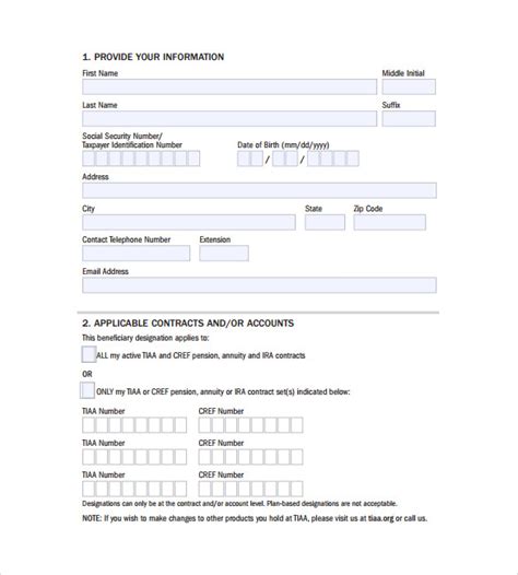 Free Printable Beneficiary Forms