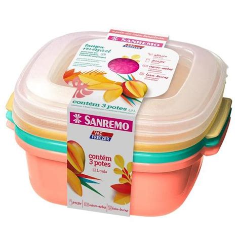 Kit Potes Plastico Coloridos Sanremo L Pote Magazine Luiza