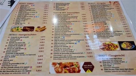 Menu at New Hong Kong, Jette